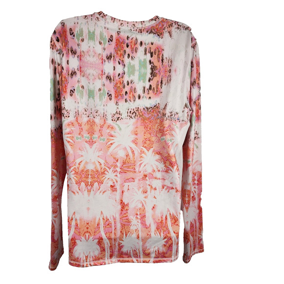 Salt Life Womens Uvapor Shirt Large Multi Palm Tree Print SLX Performance Beach - Picture 2 of 10